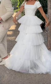 Vestido de novia elegante de tul escalonado, vestido de novia vintage Y4266